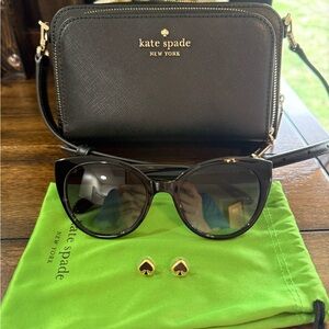 Kate Spade Black Sunglasses, Earrings and Crossbody Purse Set